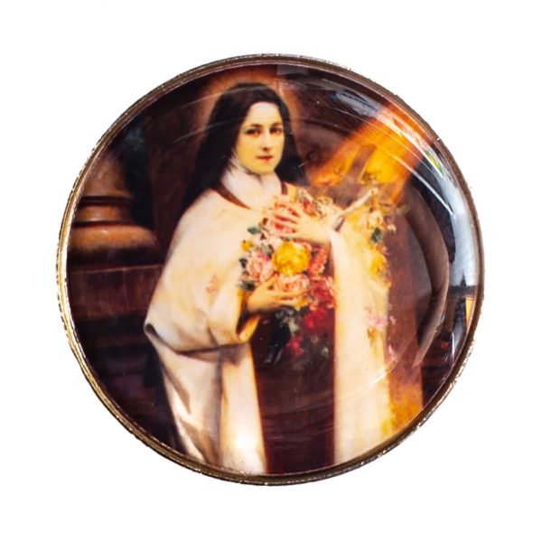 St Therese Pocket Token, round 1.25 inch image of St. Therese