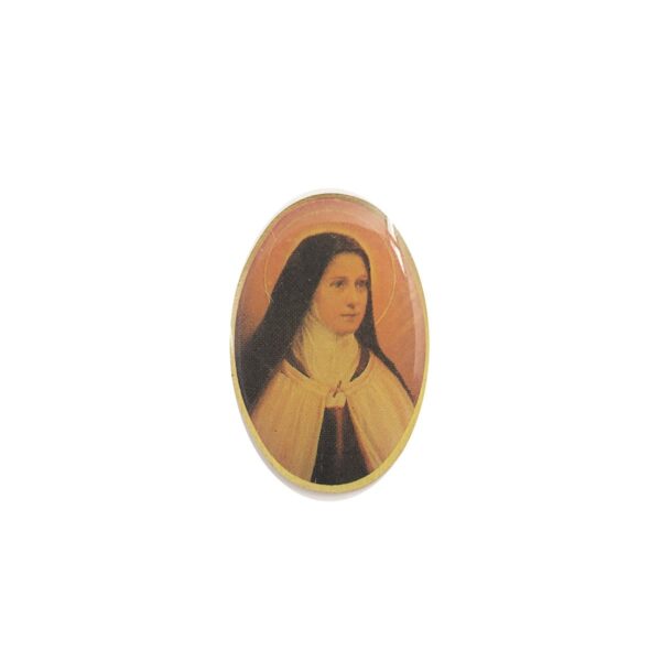 Small lapel pin featuring the original painting of St. Therese done by her sister, Celine.