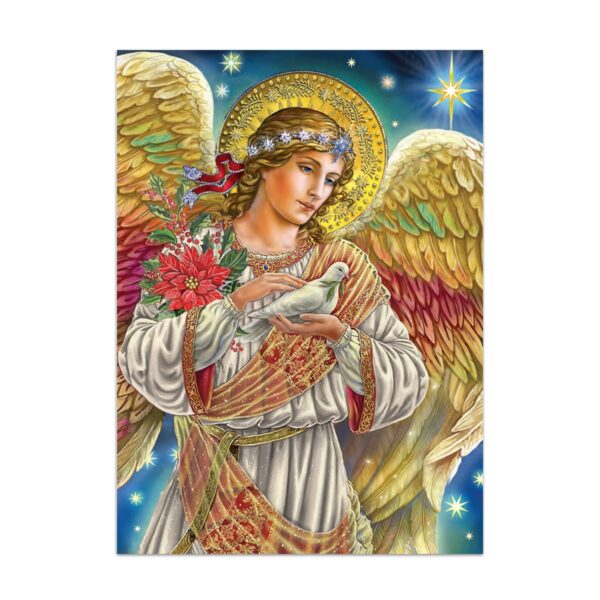 Angel holding dove - 2023 Society of the Little Flower Christmas Card