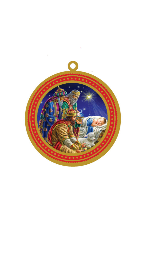 Wisemen offering gifs to Jesus ornament