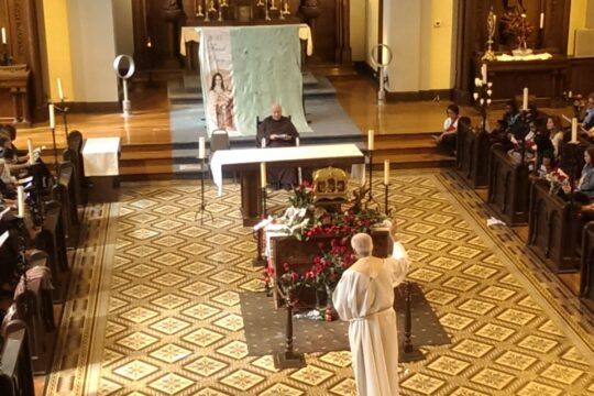 Carmelites presiding over Feast Day Mass at the Monastery of Mount Carmel chapel.