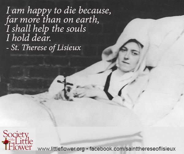 Photo of St. Therese during her final illness, in a bed on the breezeway at Le Carmel monastery.