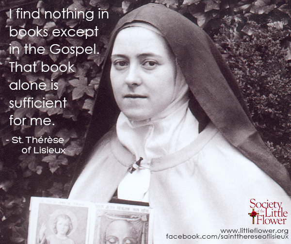 Detail of photo of St. Therese of Lisieux holding the image of the Holy Face, in the garden at the Le Carmel monastery.