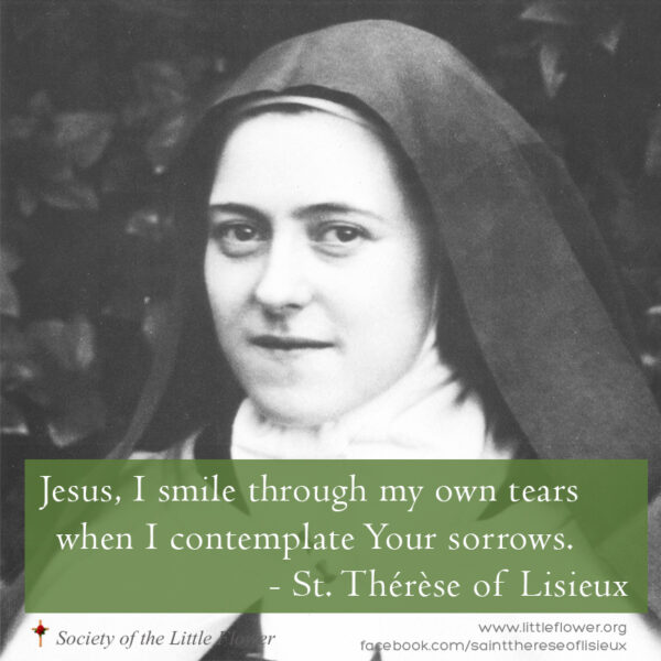 Photo of St. Therese, smiling in the garden