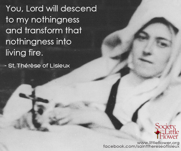 St. Therese of Lisieux during her final illness, resting on a bed in the courtyard at Le Carmel monastery.
