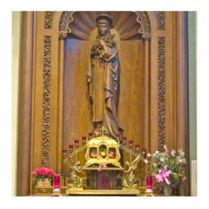 St. Therese reliquary and statue