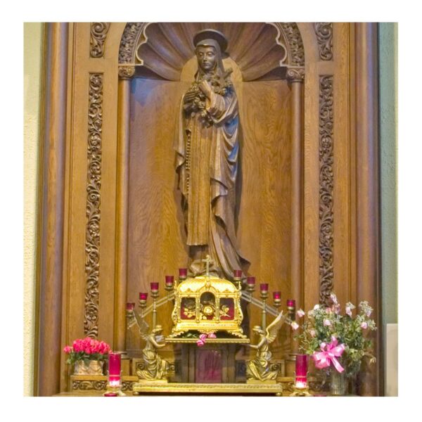 St. Therese reliquary and statue