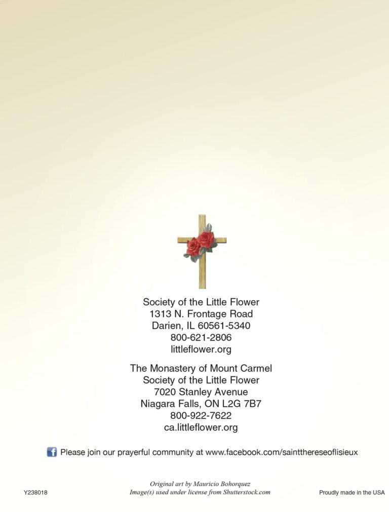 St. Therese Healing Mass Card page back cover