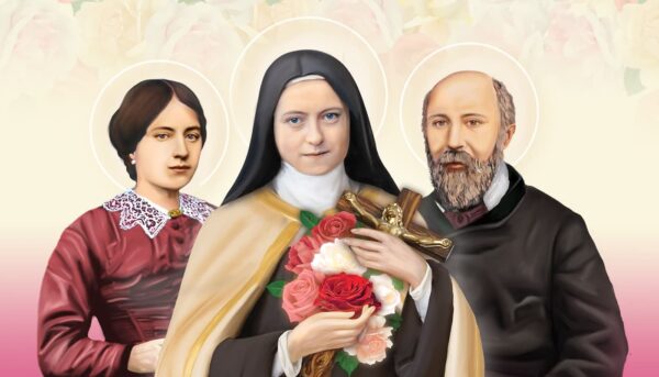 Painting of St. Therese and her parents, Sts. Louis and Zelie Martin
