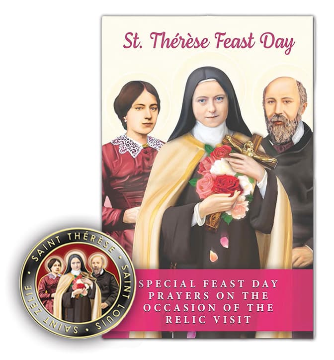 St. Therese Feast Day Prayer Booklet and commemorative medallion.