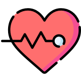 Illustration of a heart with a monitor graph in front of it