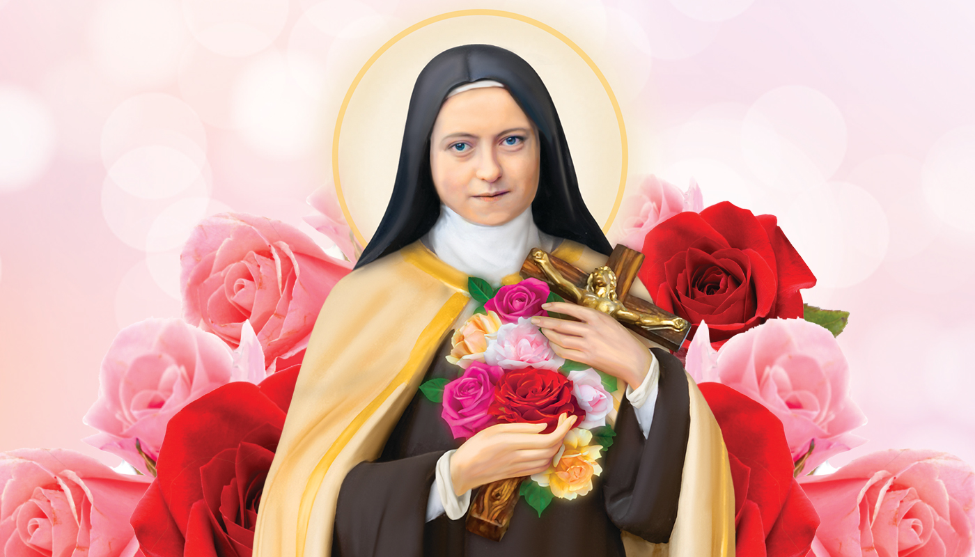 St. Therese with Roses background