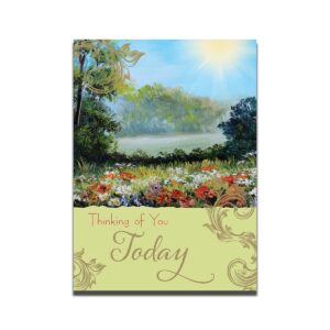 354 Thinking of You Card with meadow of flowers and sun