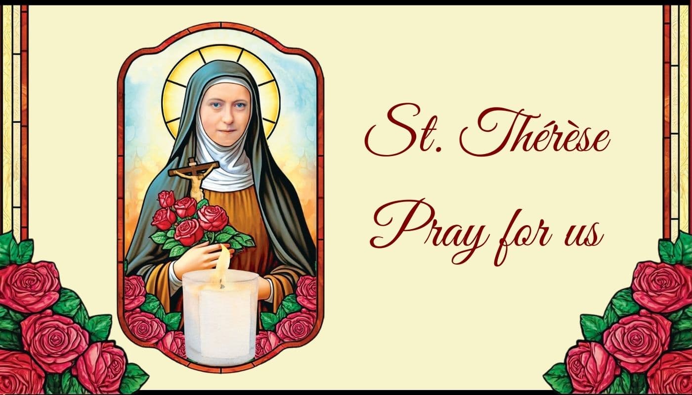 Image of St. Therese with roses and candle