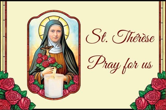 Image of St. Therese with roses and candle