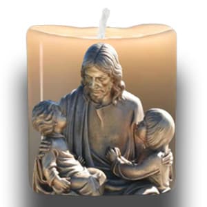 Candle with image of Jesus with the Children