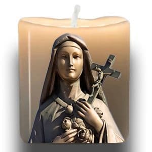 Candle with image of St. Therese